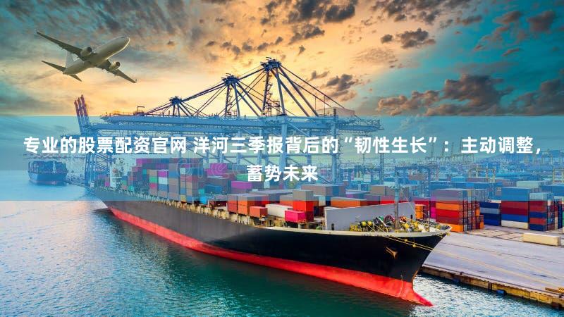 专业的股票配资官网 洋河三季报背后的“韧性生长”：主动调整，蓄势未来