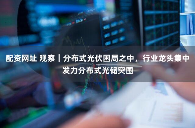 配资网址 观察｜分布式光伏困局之中，行业龙头集中发力分布式光储突围