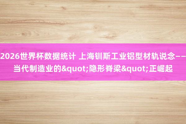 2026世界杯数据统计 上海钏斯工业铝型材轨说念——当代制造业的"隐形脊梁"正崛起